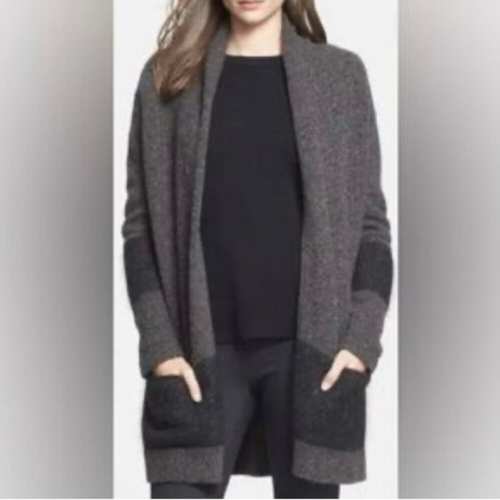 Womens Vince Open Front Cashmere Blend Cardigan Gray Size L EUC!